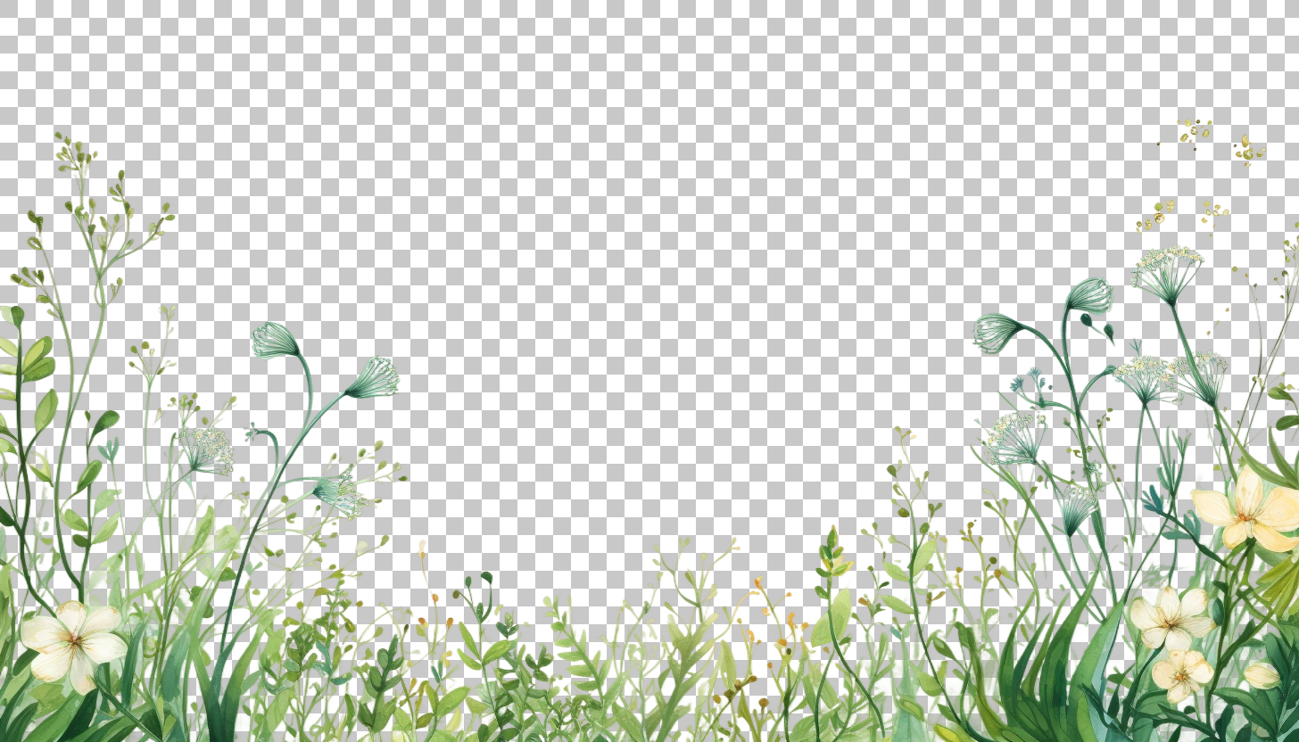 Watercolor Grass Border Frame png, Greenery Design, Artistic Illustration