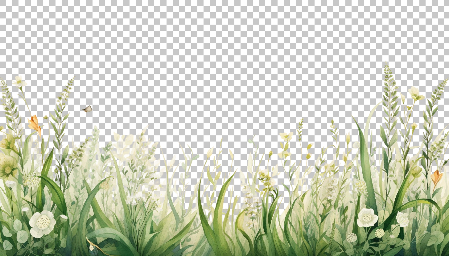 Watercolor Grass Border Frame png, Floral Grass, Decorative Theme