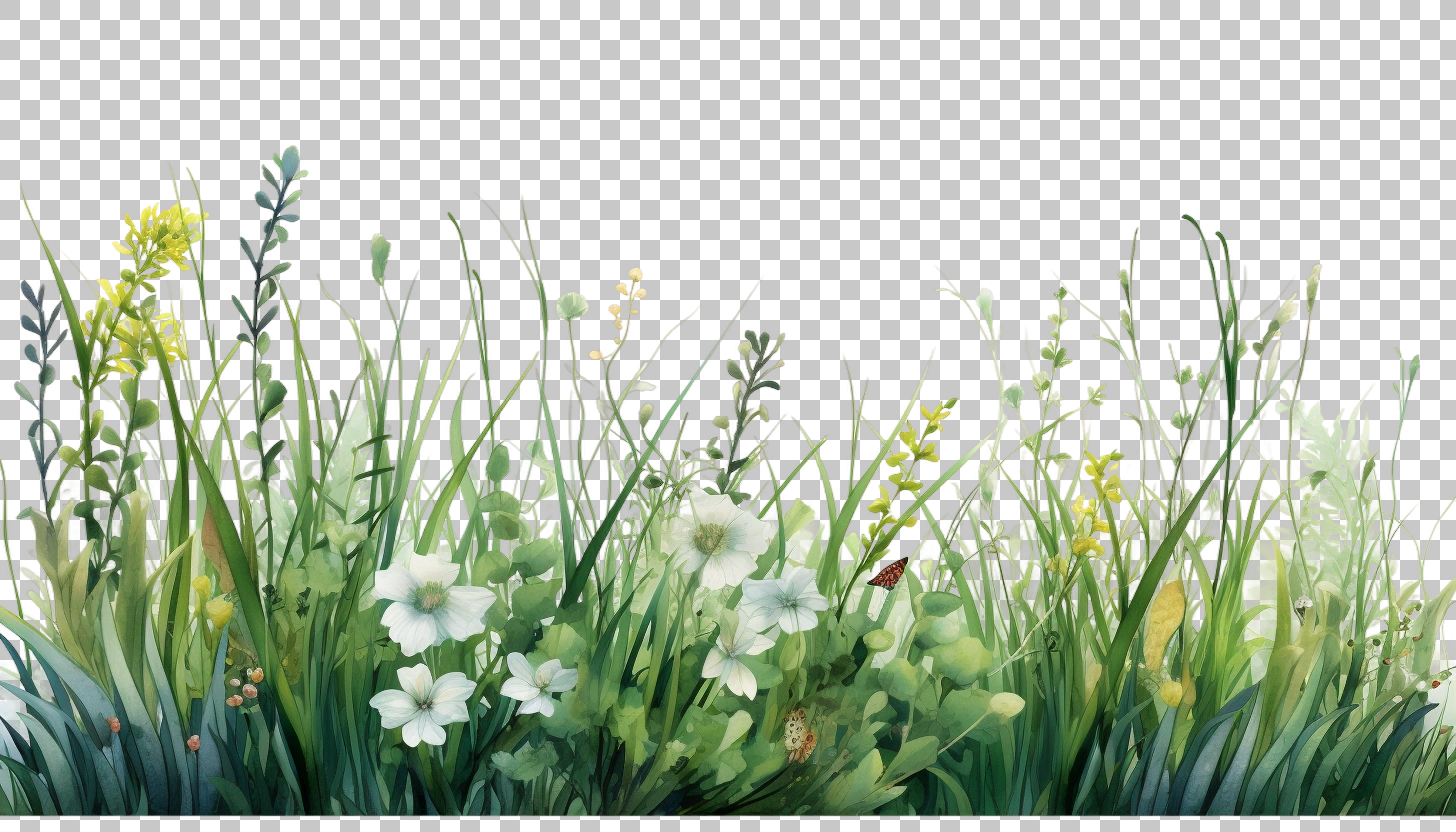 Watercolor Grass Border Frame png, Vintage Border, Nature Art