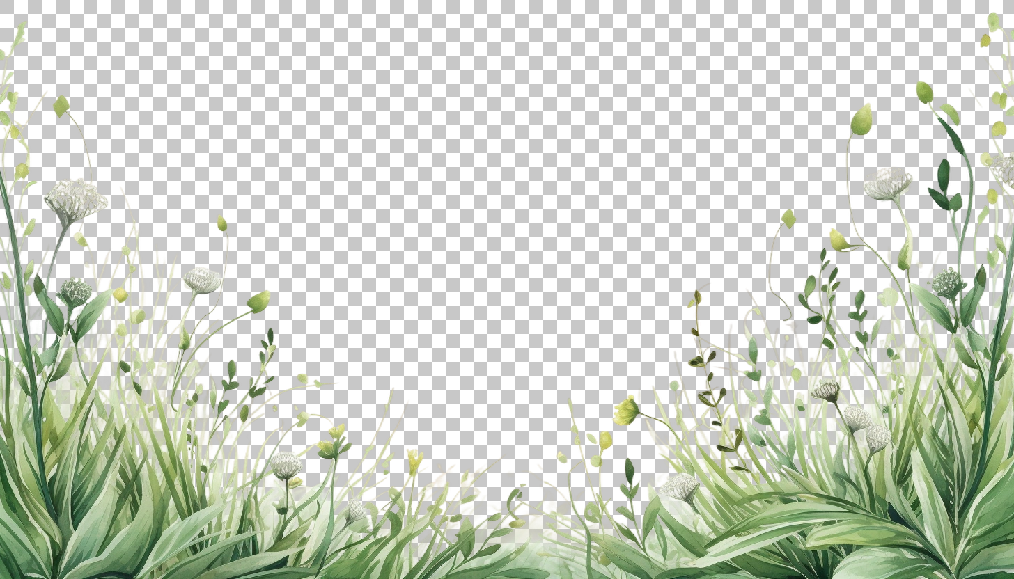 Watercolor Grass Border Frame png, Greenery Border Frame, Artistic Theme