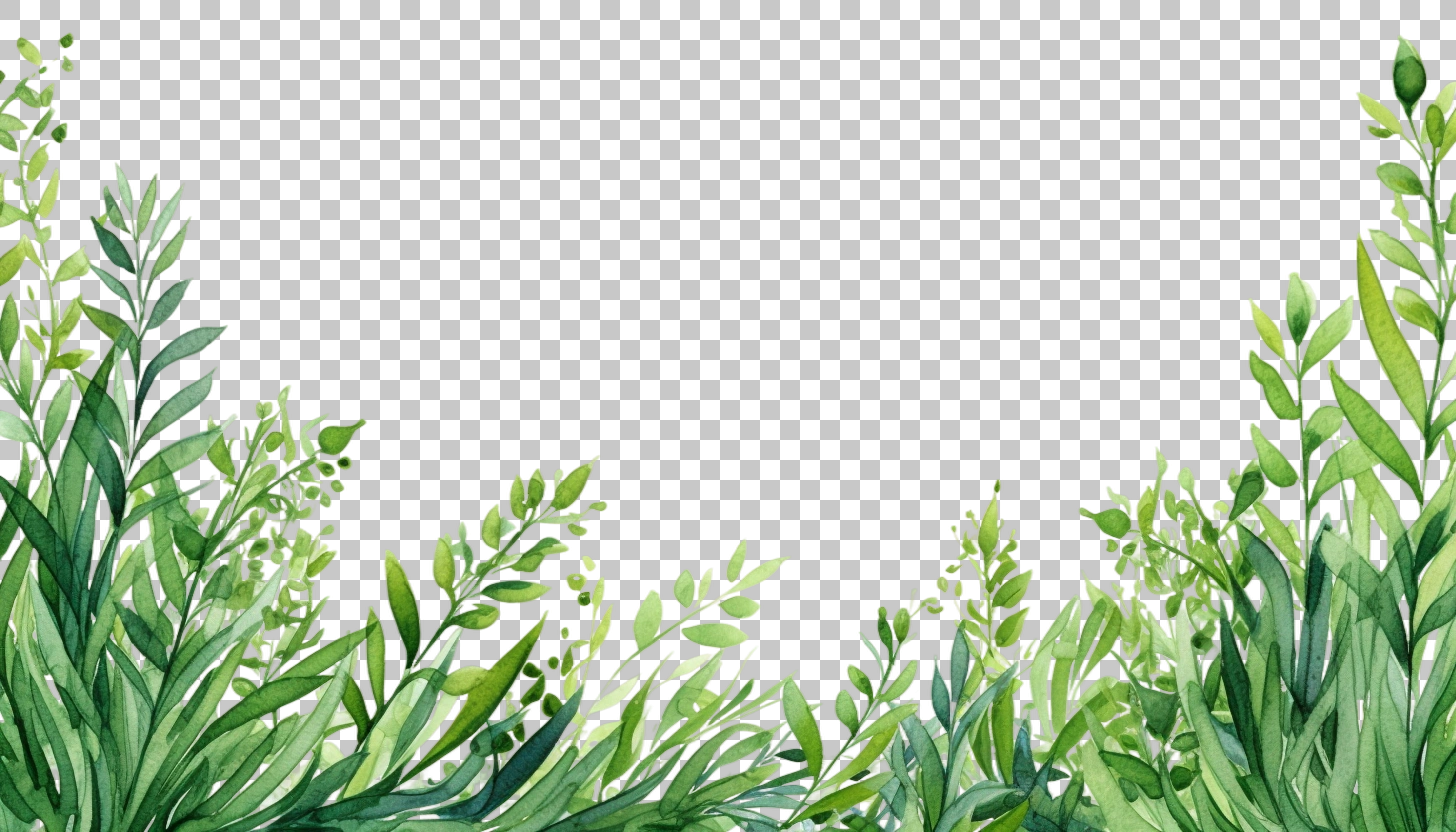 Watercolor Grass Border Frame png, Botanical Frame, Nature Illustration