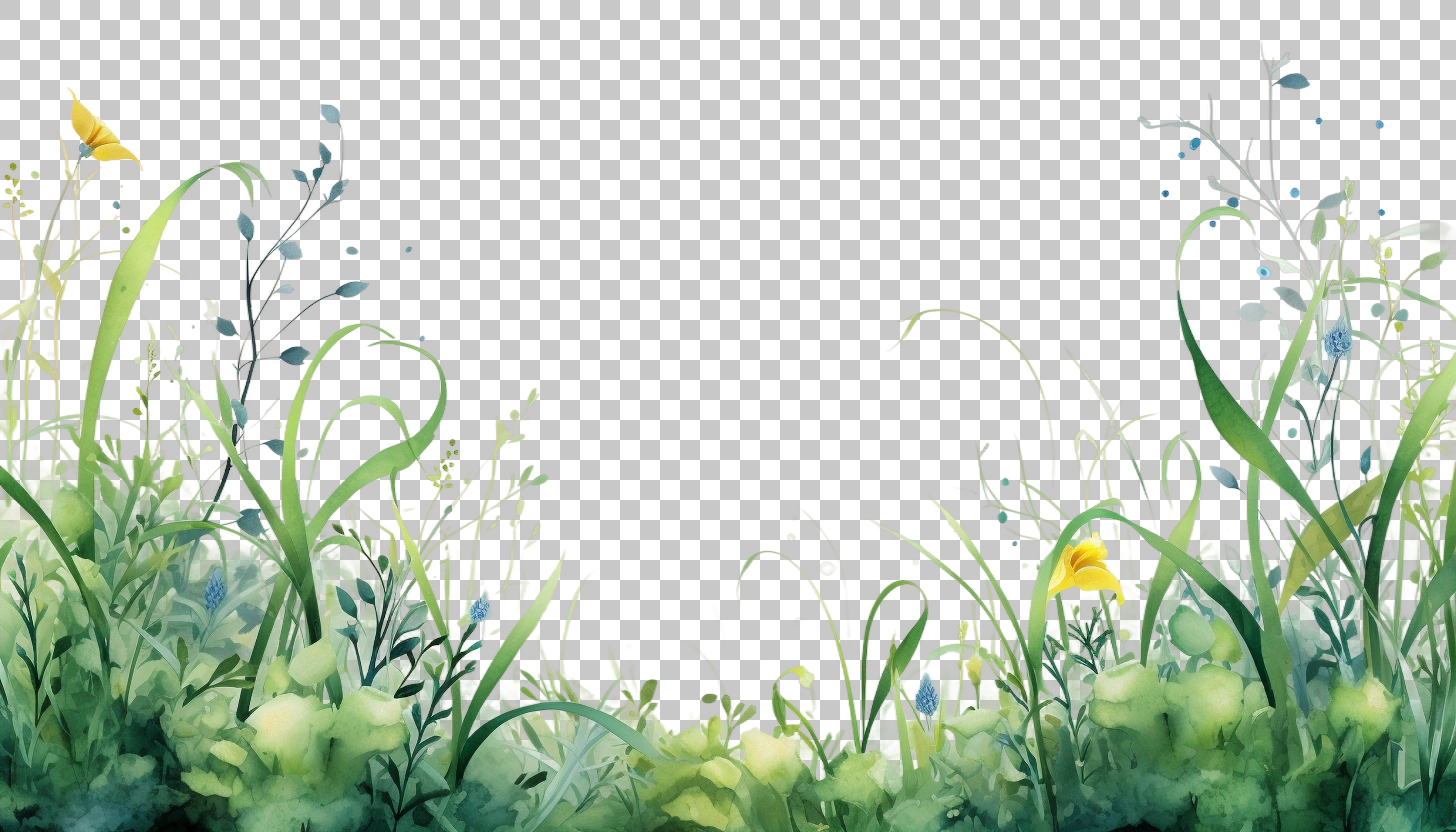 Watercolor Grass Border Frame png, Decorative Greenery Frame, Nature Art