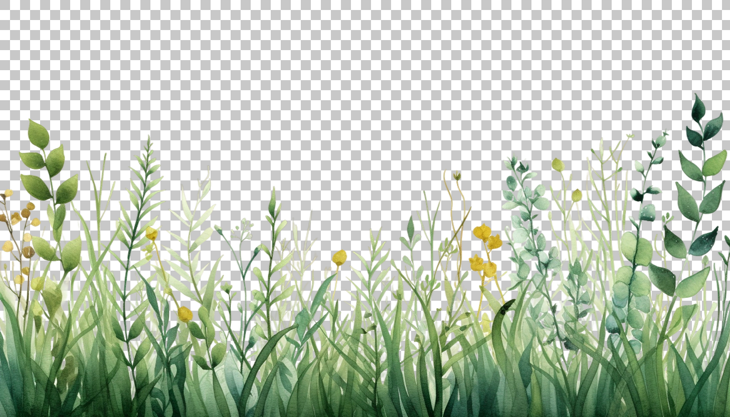 Watercolor Grass Border Frame png, Greenery Illustration, Nature Art