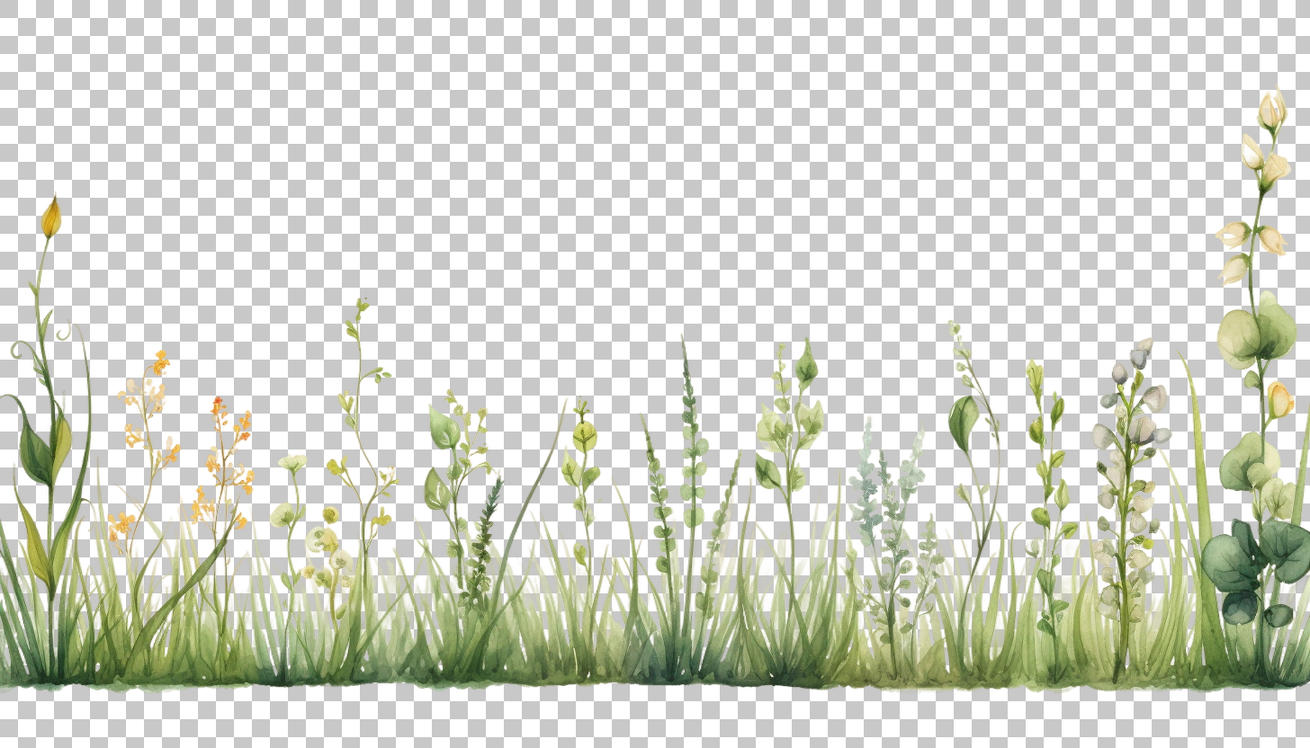 Watercolor Grass Set Border png, Hand-painted Grass, Artistic Theme