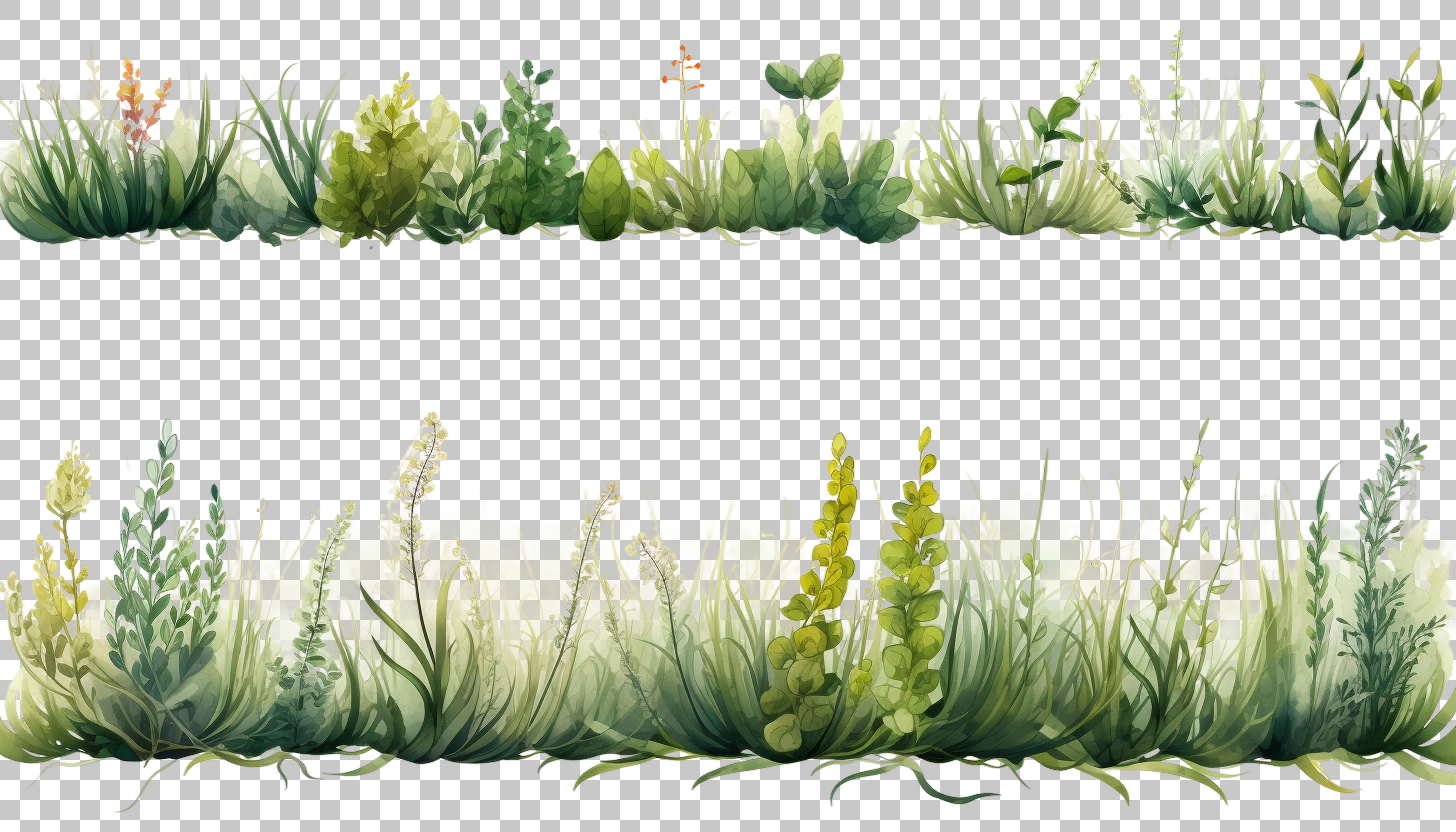 Watercolor Grass Set Border png, Greenery Illustration, Nature Art