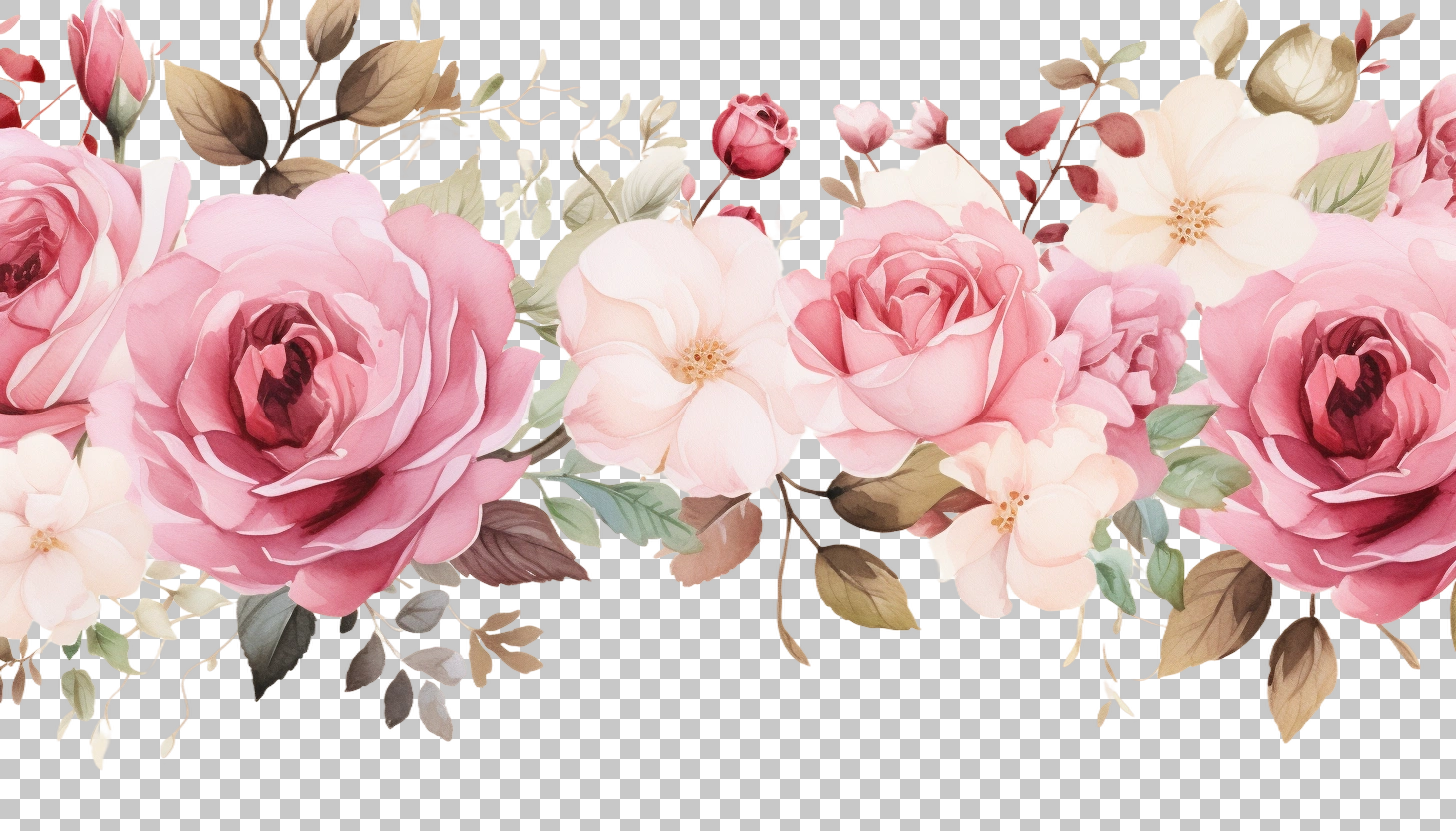 Watercolor Roses Flower Border png, Decorative Botanical, Floral Theme