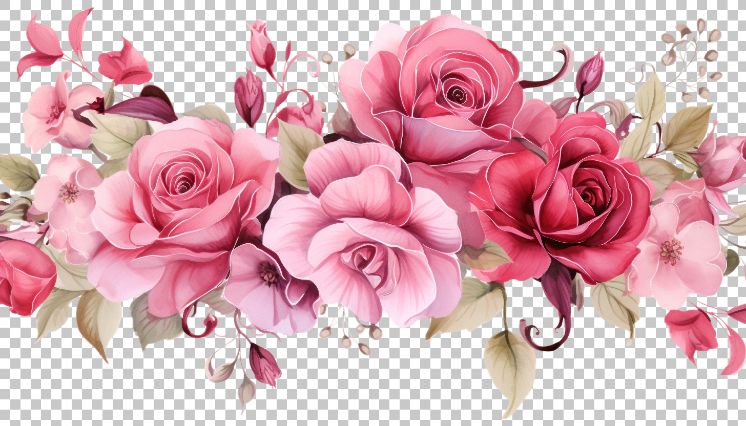 Watercolor Roses Flower Border png, Hand-painted Roses, Artistic Theme