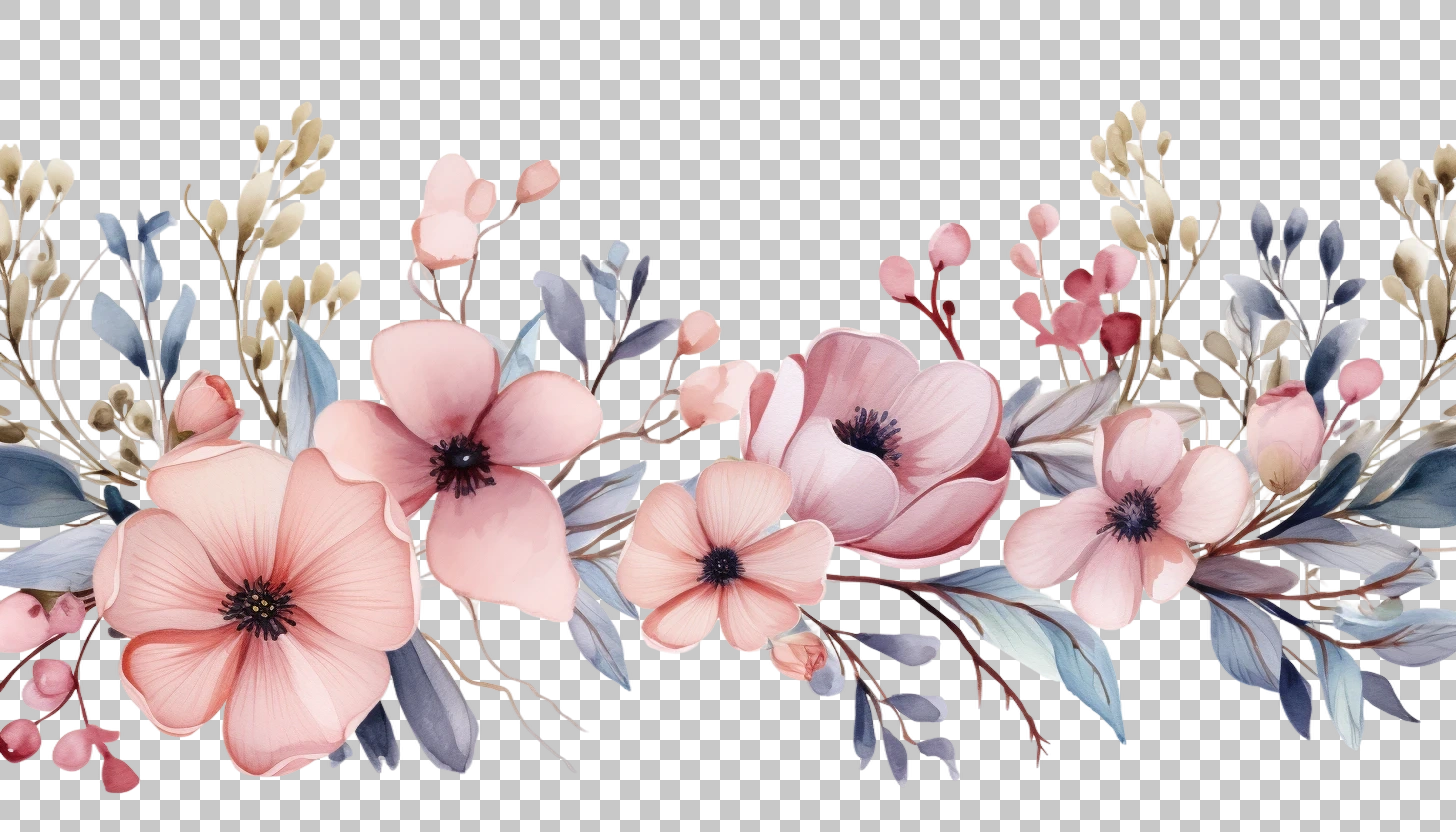 Watercolor Plant Branches Border png, Vintage Branches, Nature Art