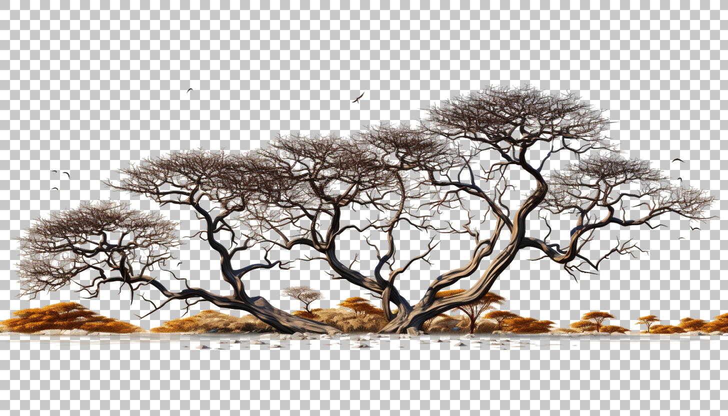 Acacia Tree Savanna png, Savanna Safari, Botanical Art