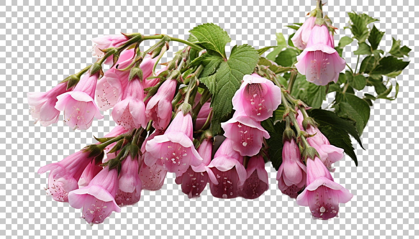 Foxglove Flower png, Digital Botanical Illustration, Blooming Garden Flower