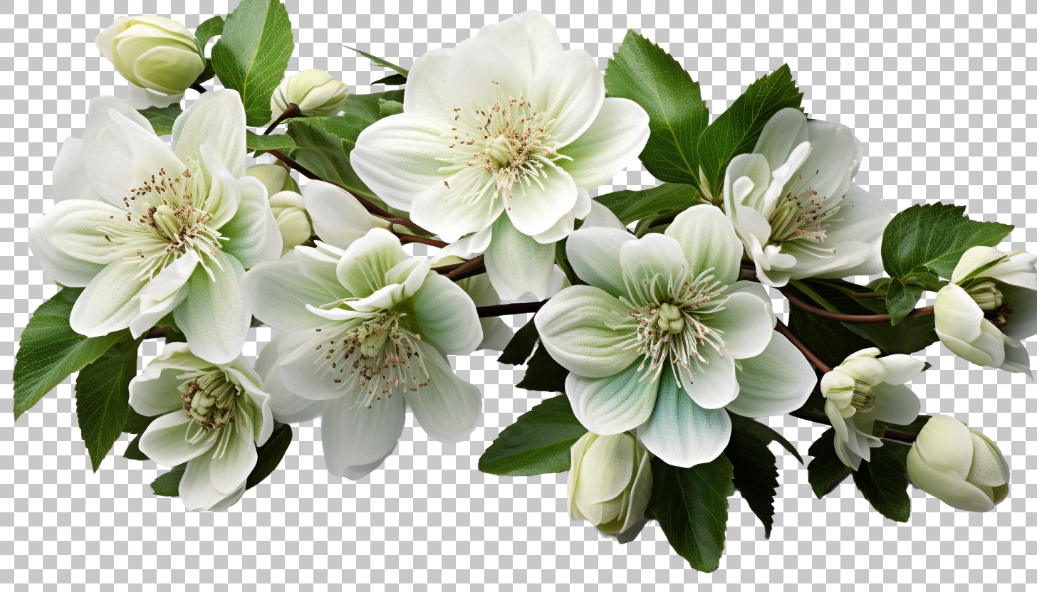 White Background Hellebore png, Floral Illustration, Botanical Clipart