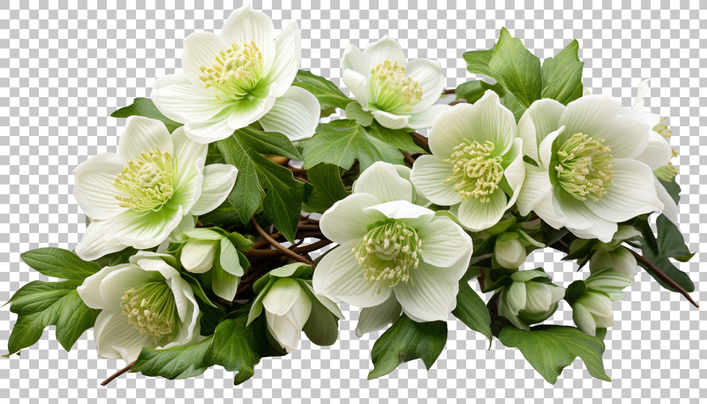Hellebore on White Background png, Floral Clipart, Botanical Graphic