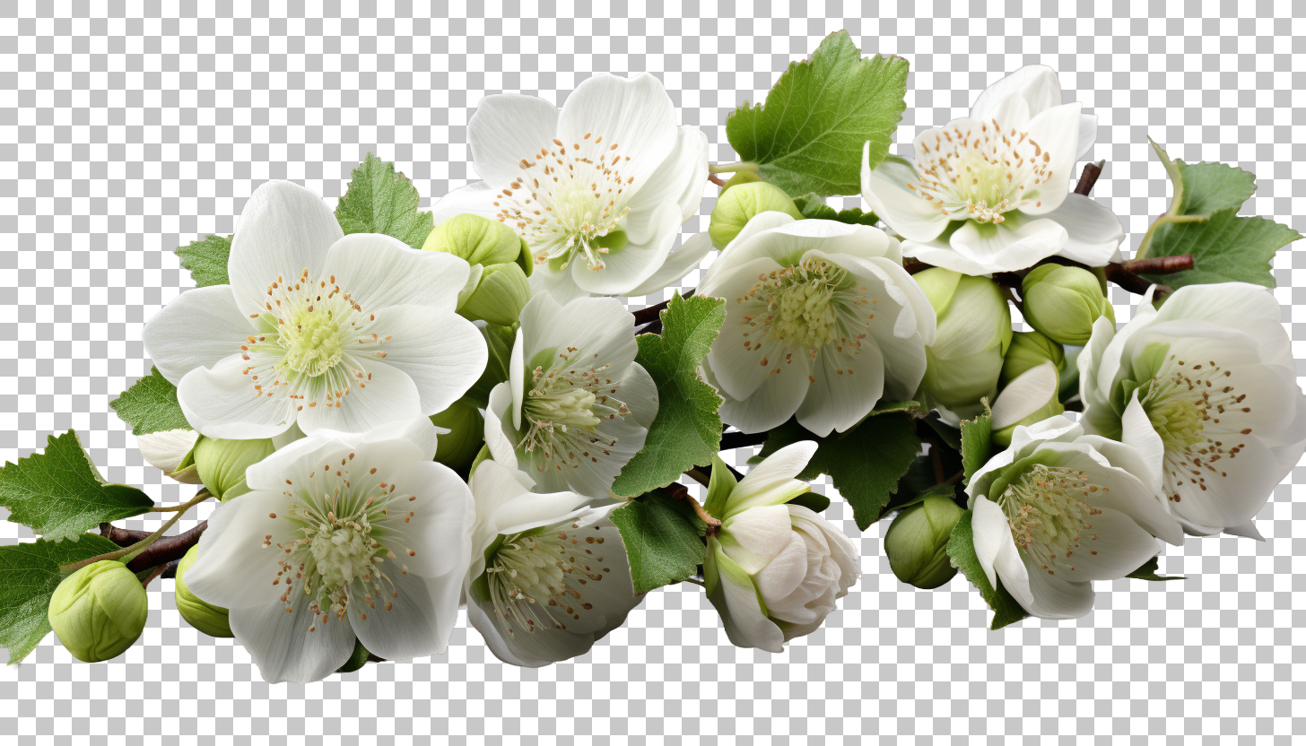 Hellebore Flower png, White Background, Floral Illustration, Botanical Art