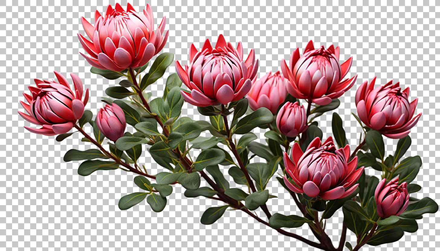 Leucadendron cone shaped flowers image png, Botanical prints, Flowering shrubs