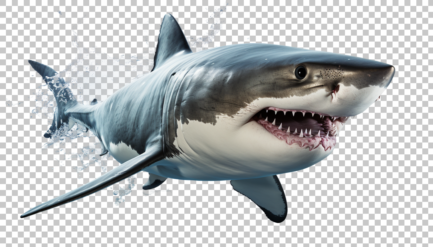 Shark on white background png, Intimidating oceanic creature, Underwater fauna