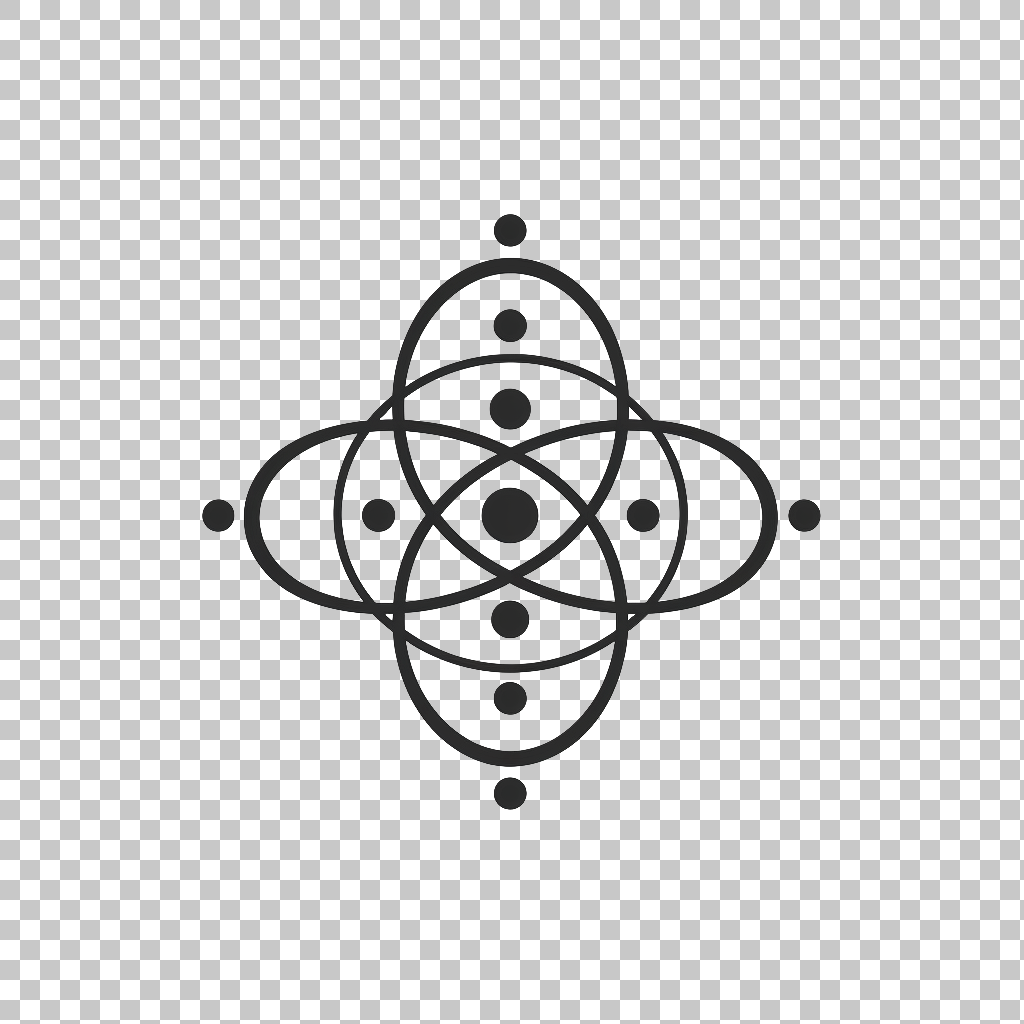 Atom Icon Flat png, Sleek Atom Graphic, Science Symbol