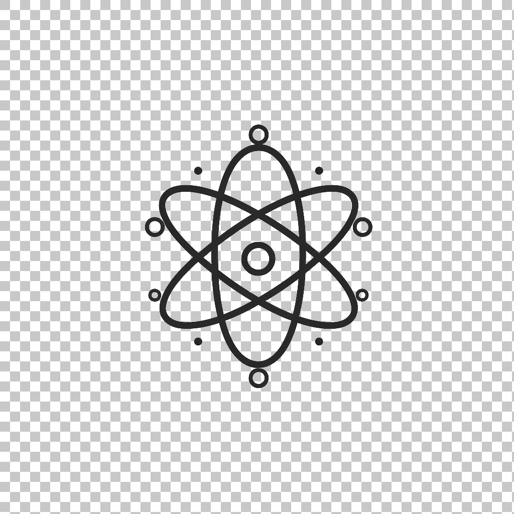 Atom Icon Flat png, Basic Atom Symbol, Science Concept