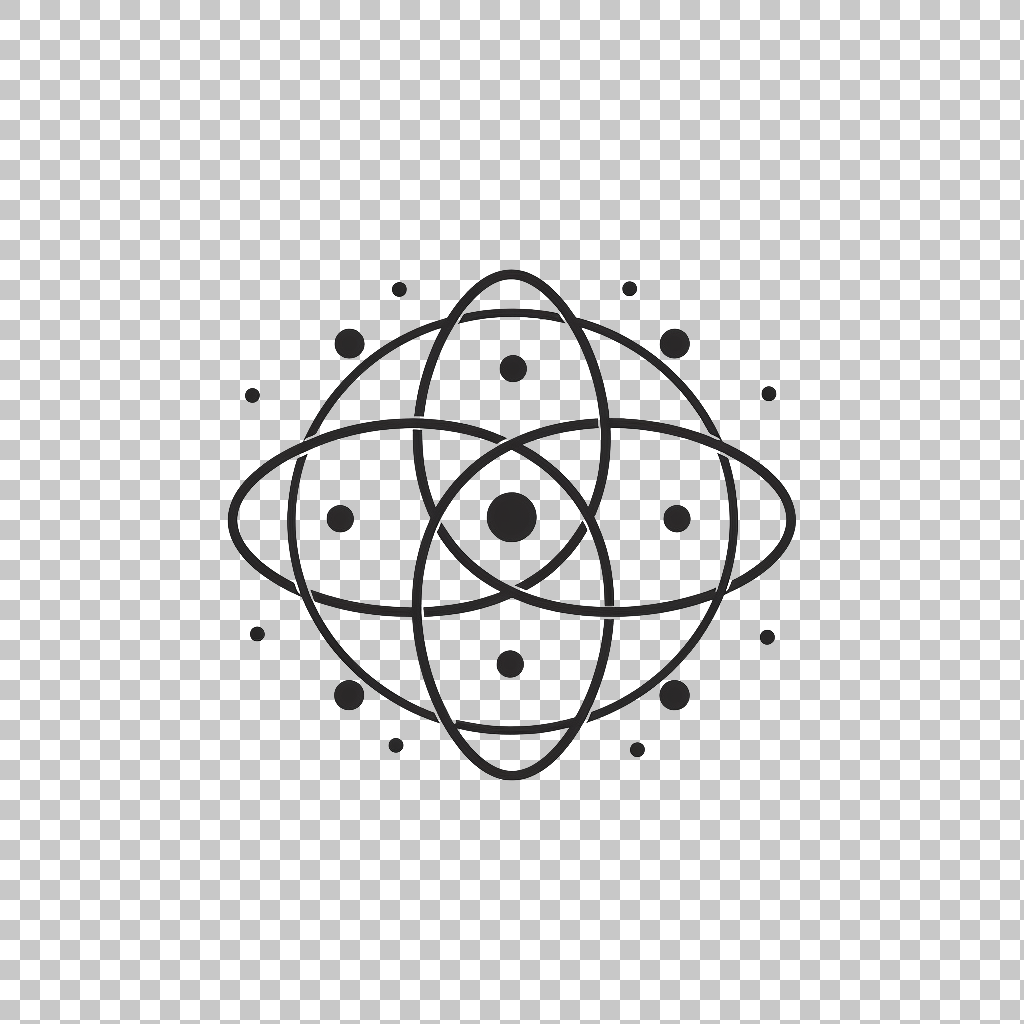 Atom Icon Flat png, Neat Atom Illustration, Physics Symbol