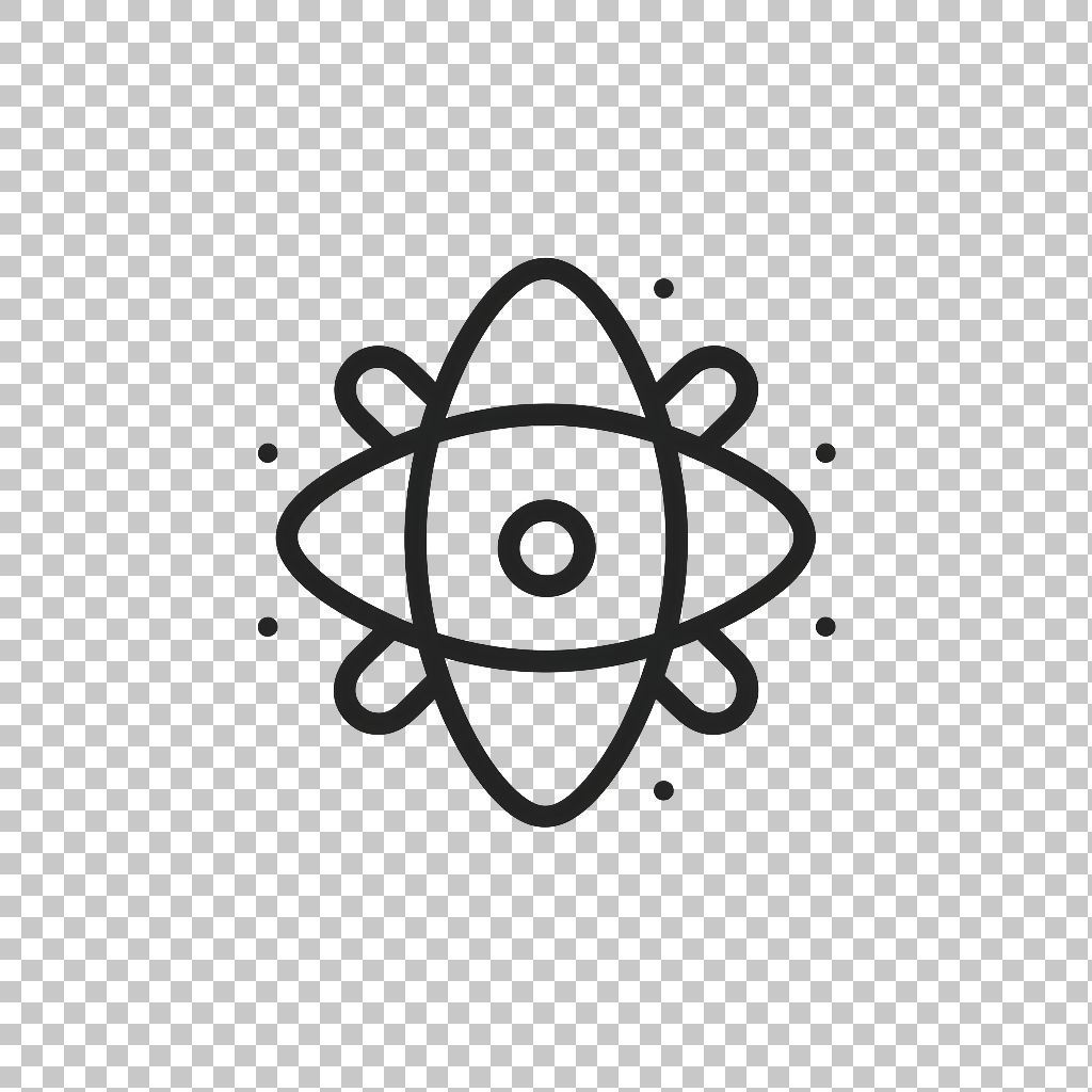 Atom Icon Flat png, Molecular Structure Symbol, Science Illustration