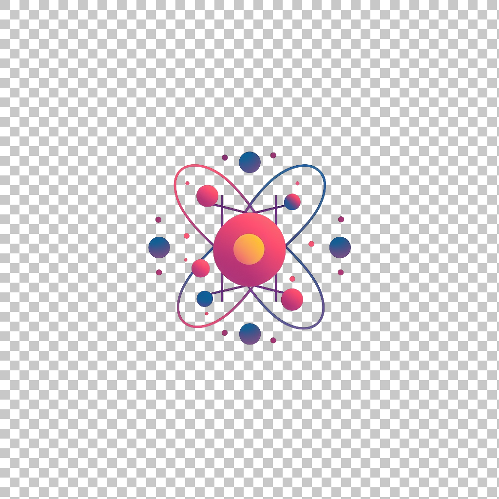 Atom Icon on White Background png, Simple Molecule Graphic, Scientific Symbol