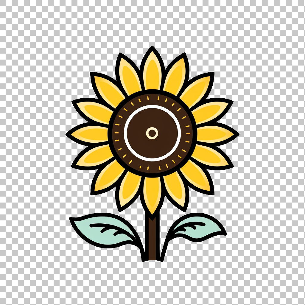 Sunflower Pattern Icon png, Botanical Symbol, Daisy Illustration