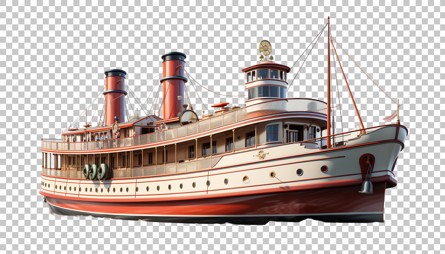 Steamboat Paddle Steamer png, Vintage Watercraft, Discovery
