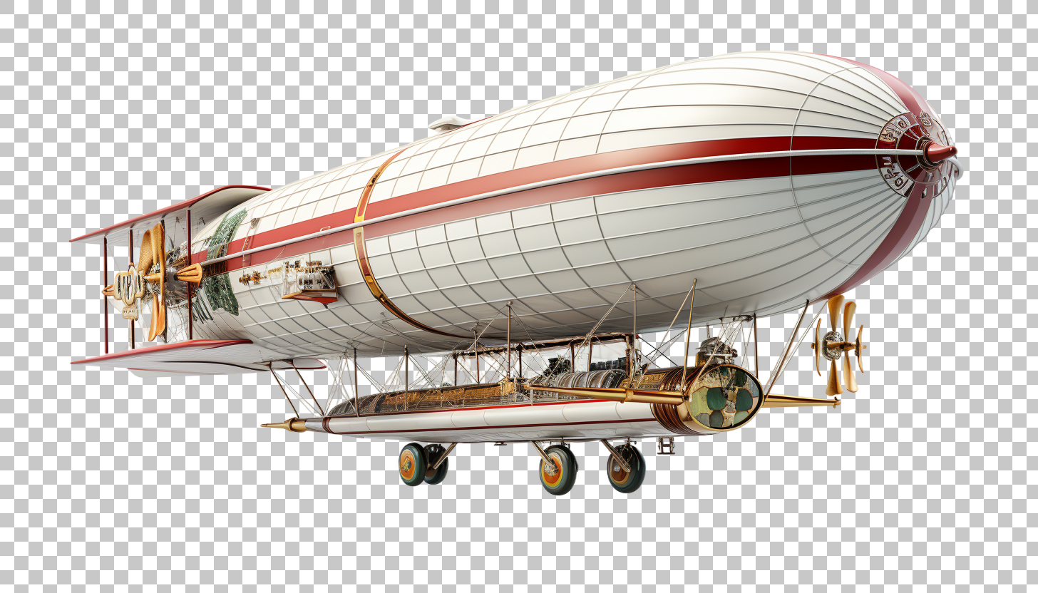 Vintage Airship png, Dirigible, Retro Transport