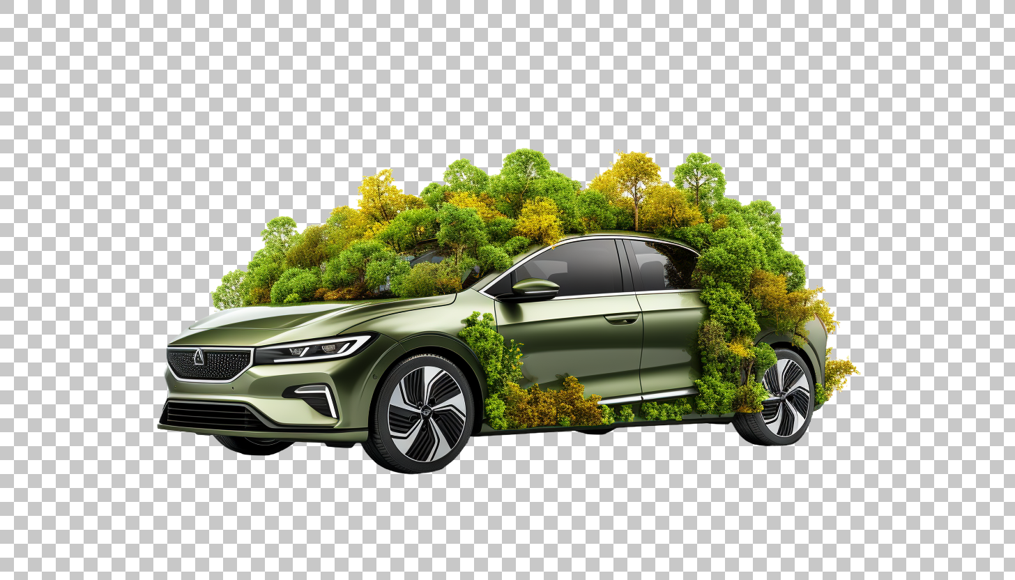 Green Hybrid Car png, Low-Emission Auto, Environmentally Friendly Vehicle
