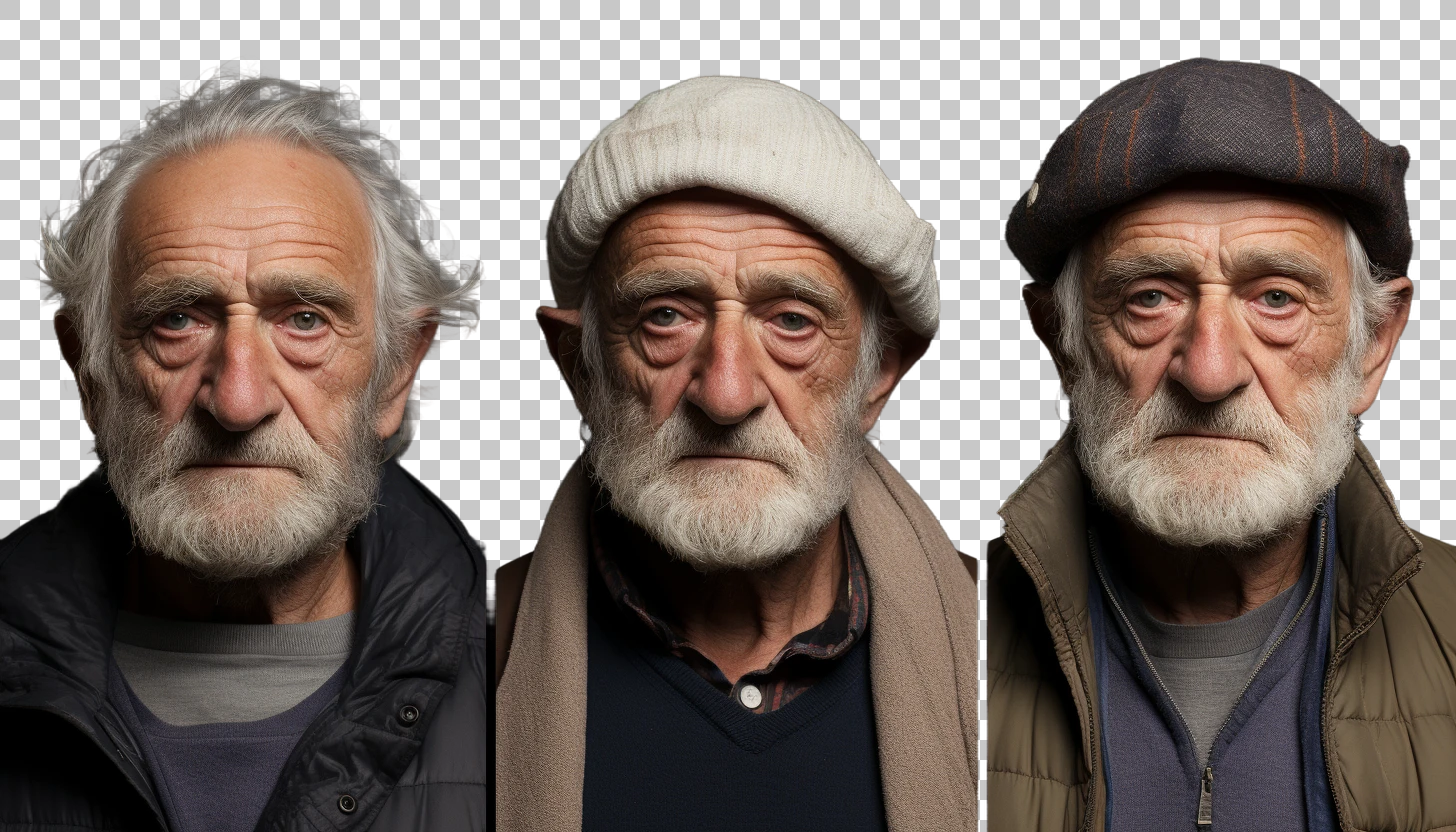 Italian Elderly Male Portrait png, Senior Man Close-Up, Confidence