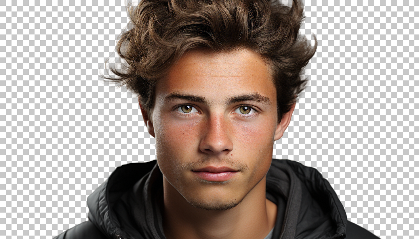 Vibrant French Teen Male png, Adolescent Boy Headshot, Youthfulness