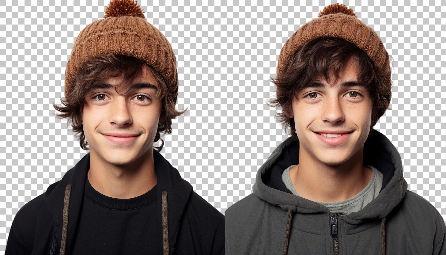 French Youthful Teen Boy png, Adolescent Male Portrait, Vibrant
