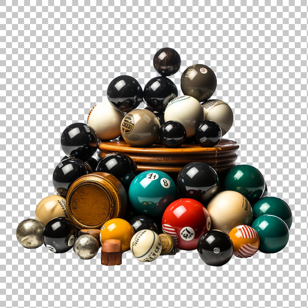 Pool Billiards Bundle png, Cue Balls Assortment, Cue Stick Set