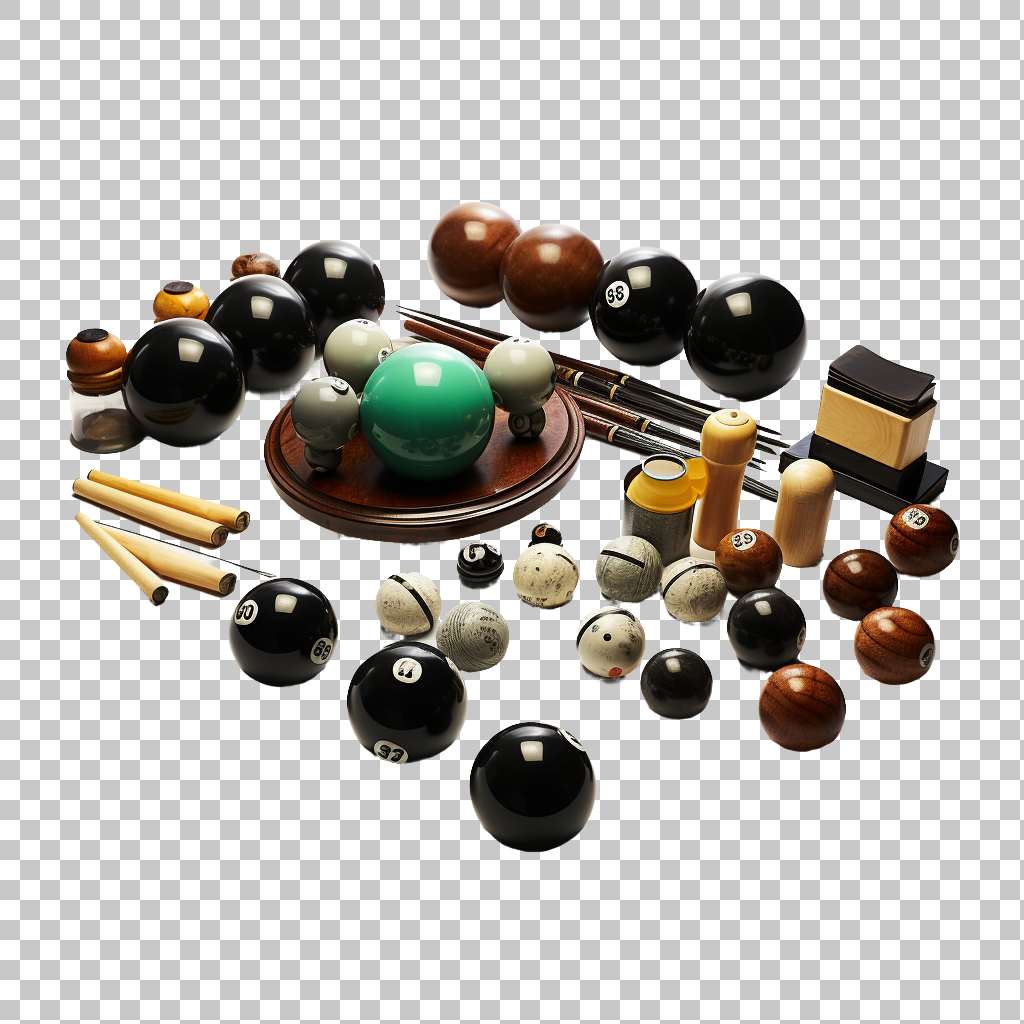 Pool Billiards Tools png, Cue Balls Assortment, Cue Stick Kit