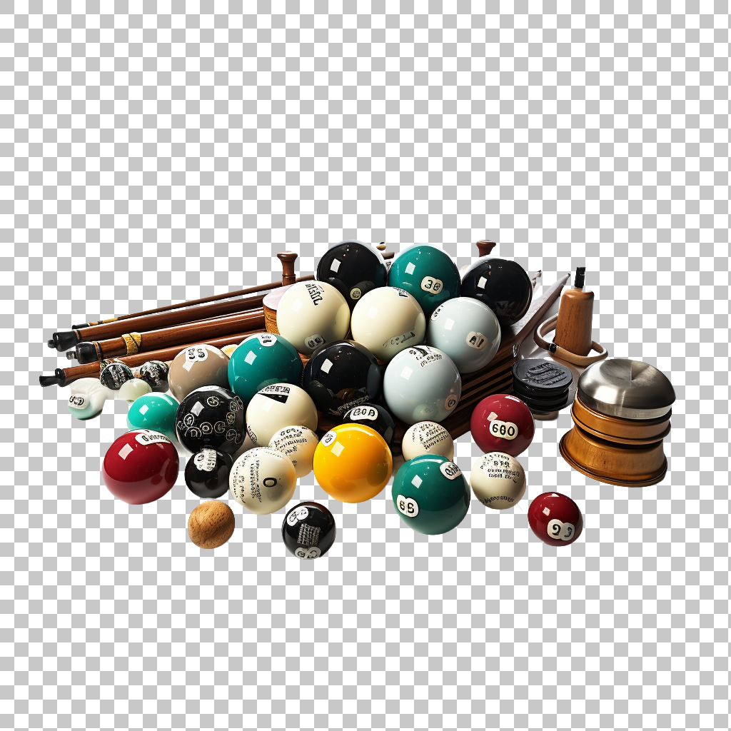 Billiards Cue Balls Collection png, Pool Table Items, Cue Sticks