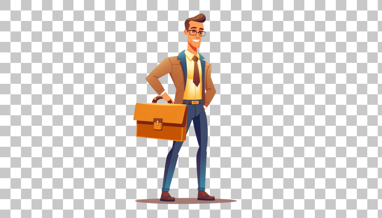 Smiling Businessman Holding Briefcase Cartoon Illustration
