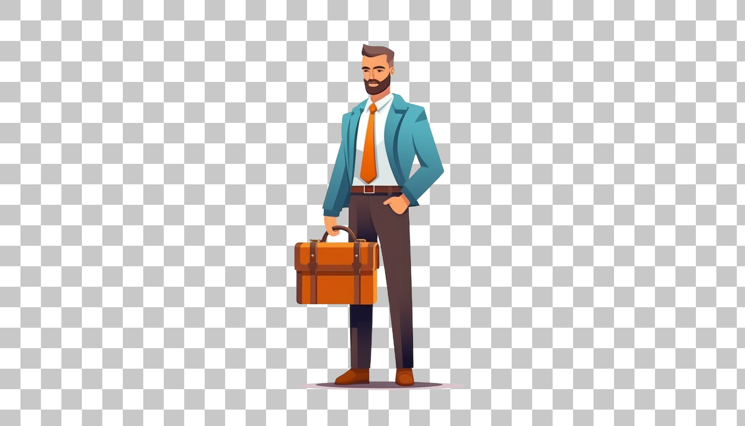 Businessman with Suitcase and Beard Illustration