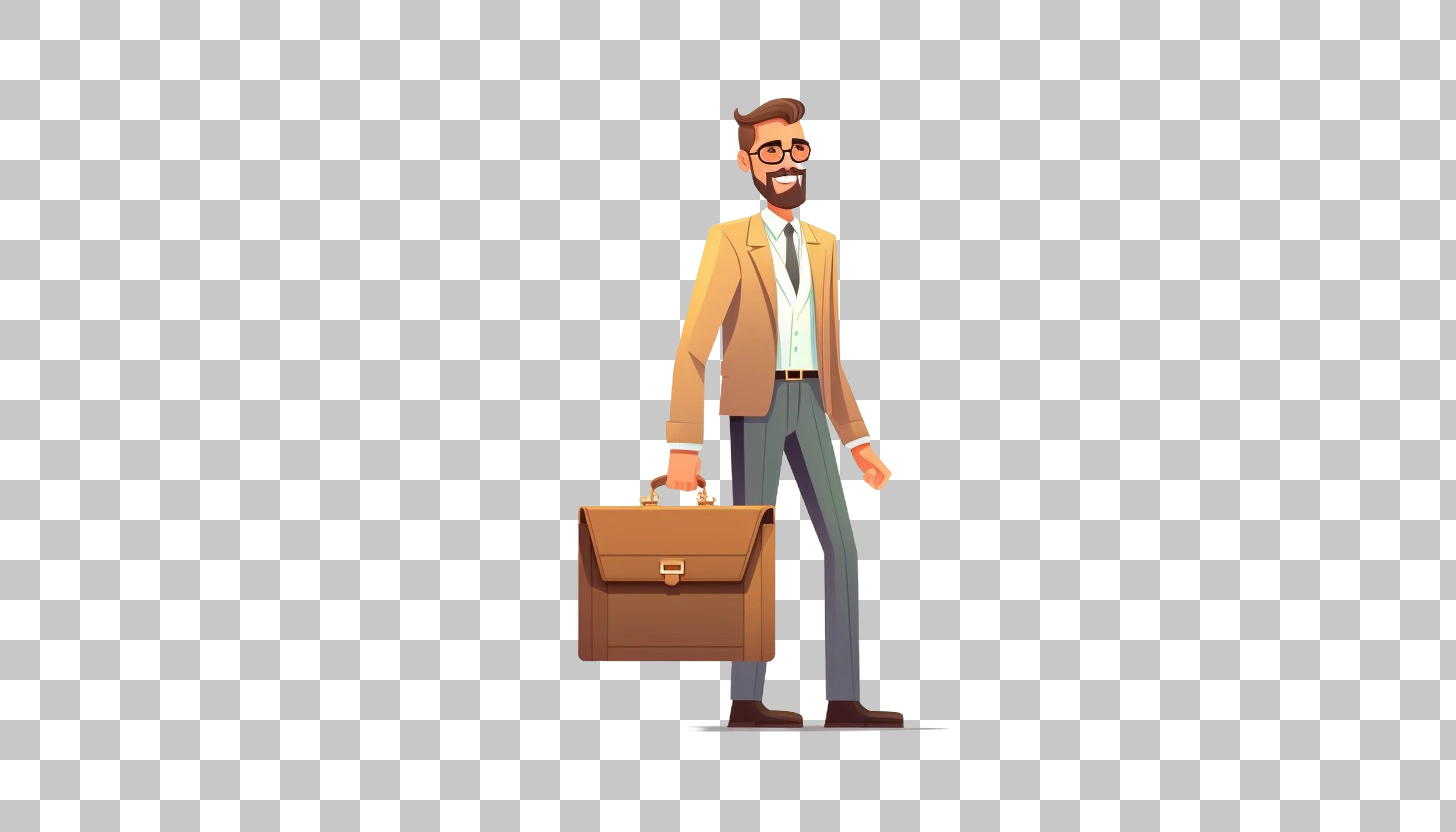 Smiling Businessman Carrying Briefcase Walking