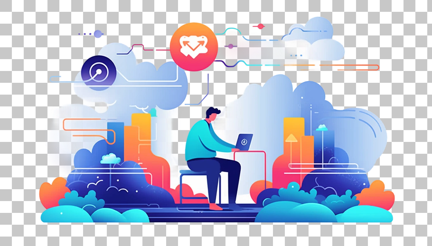Cloud Computing Technology Man Working Laptop Network