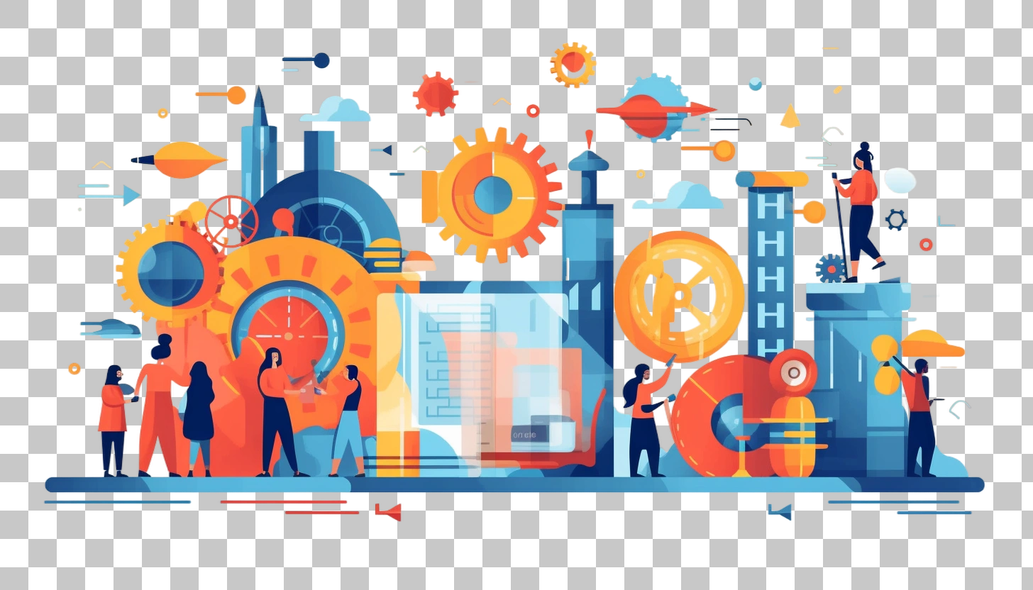 People Working Together in a Colorful Factory