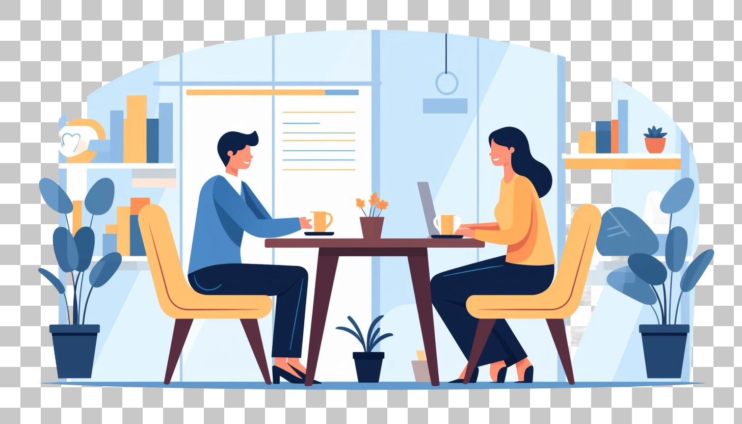 Business Meeting Two People Coffee Break Office