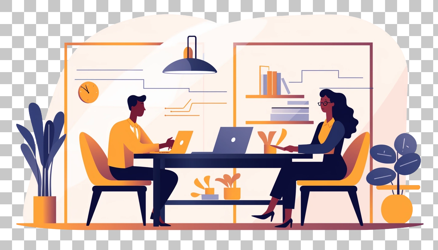 Business Meeting Illustration with Two People