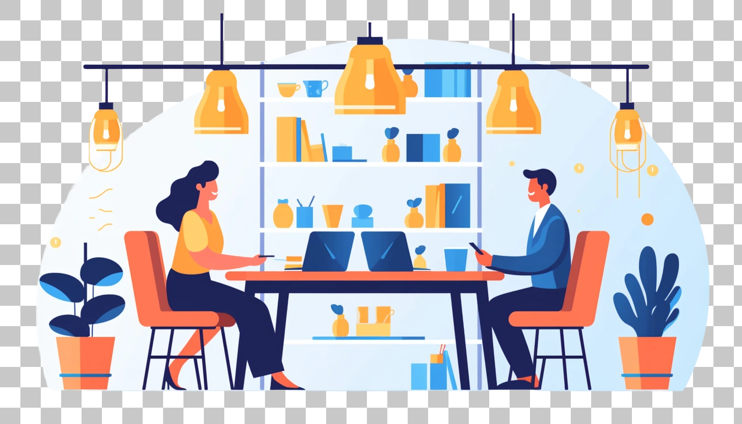 Modern Office Workspace Design with Two People