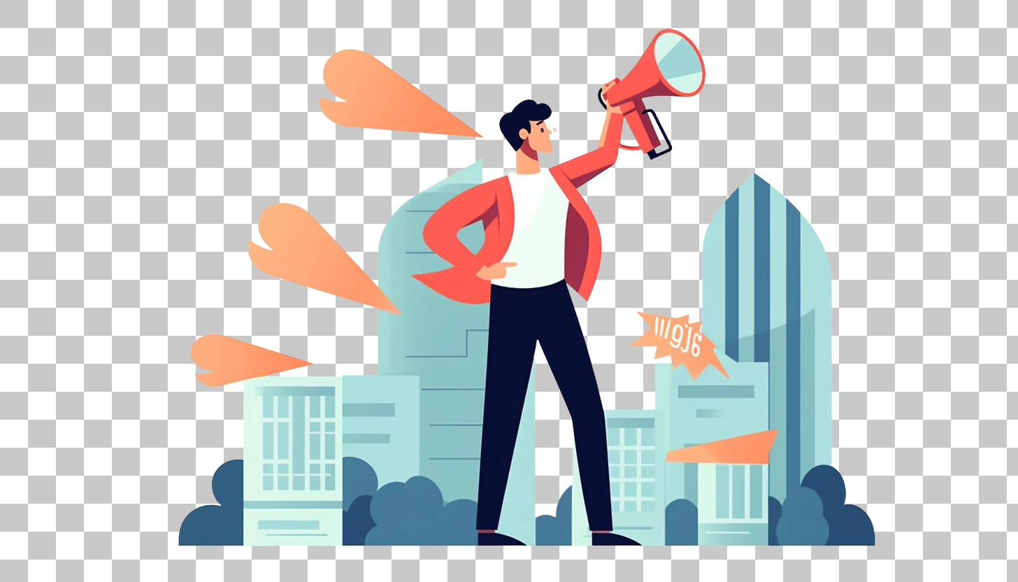 Man With Megaphone Announces News In City