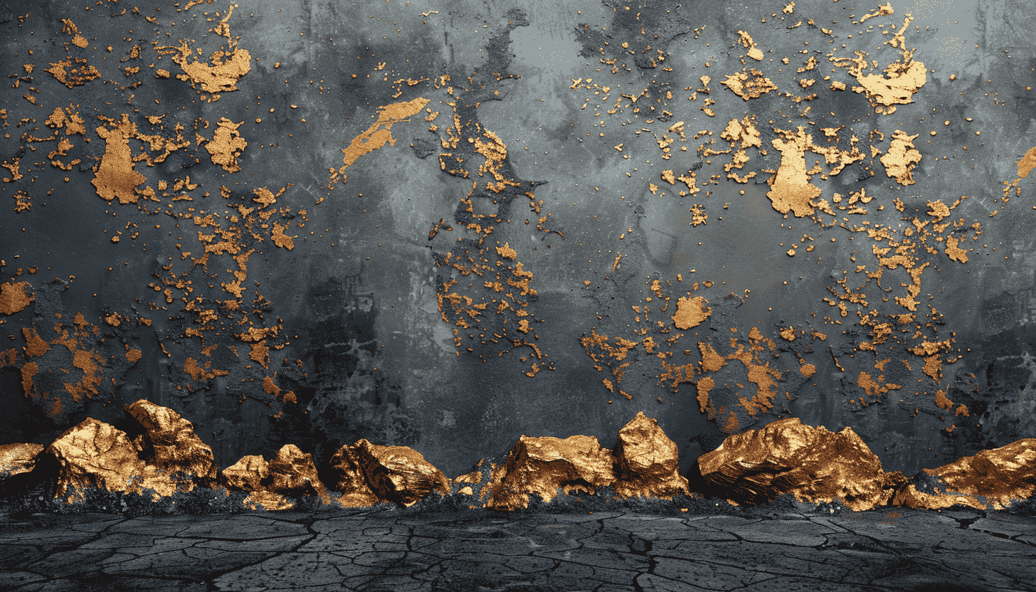 Gold Flakes on Cracked Concrete Wall