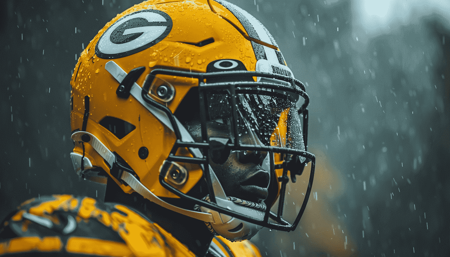 Green Bay Packers Football Player Helmet Rain