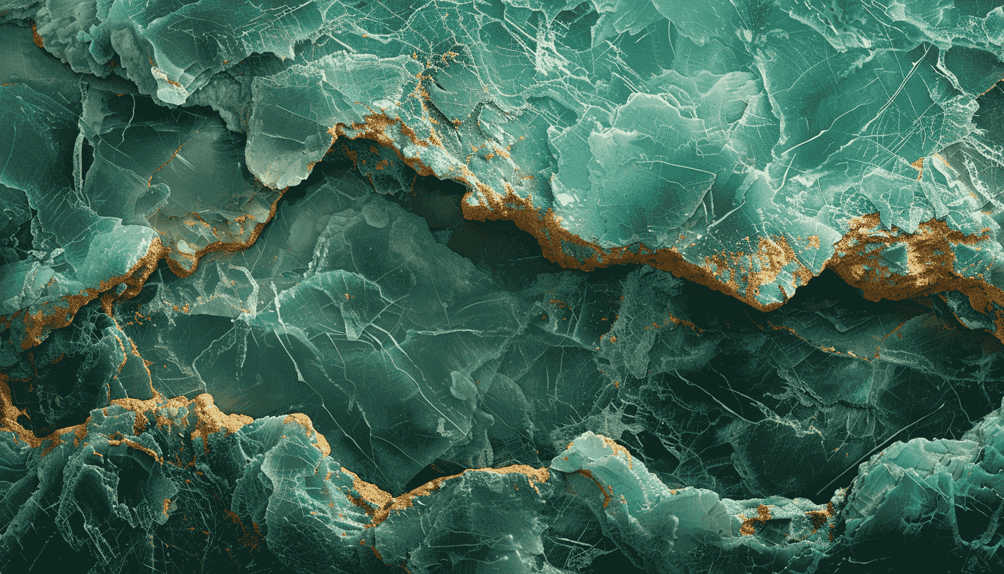 Emerald Green Marble with Gold Veins Abstract