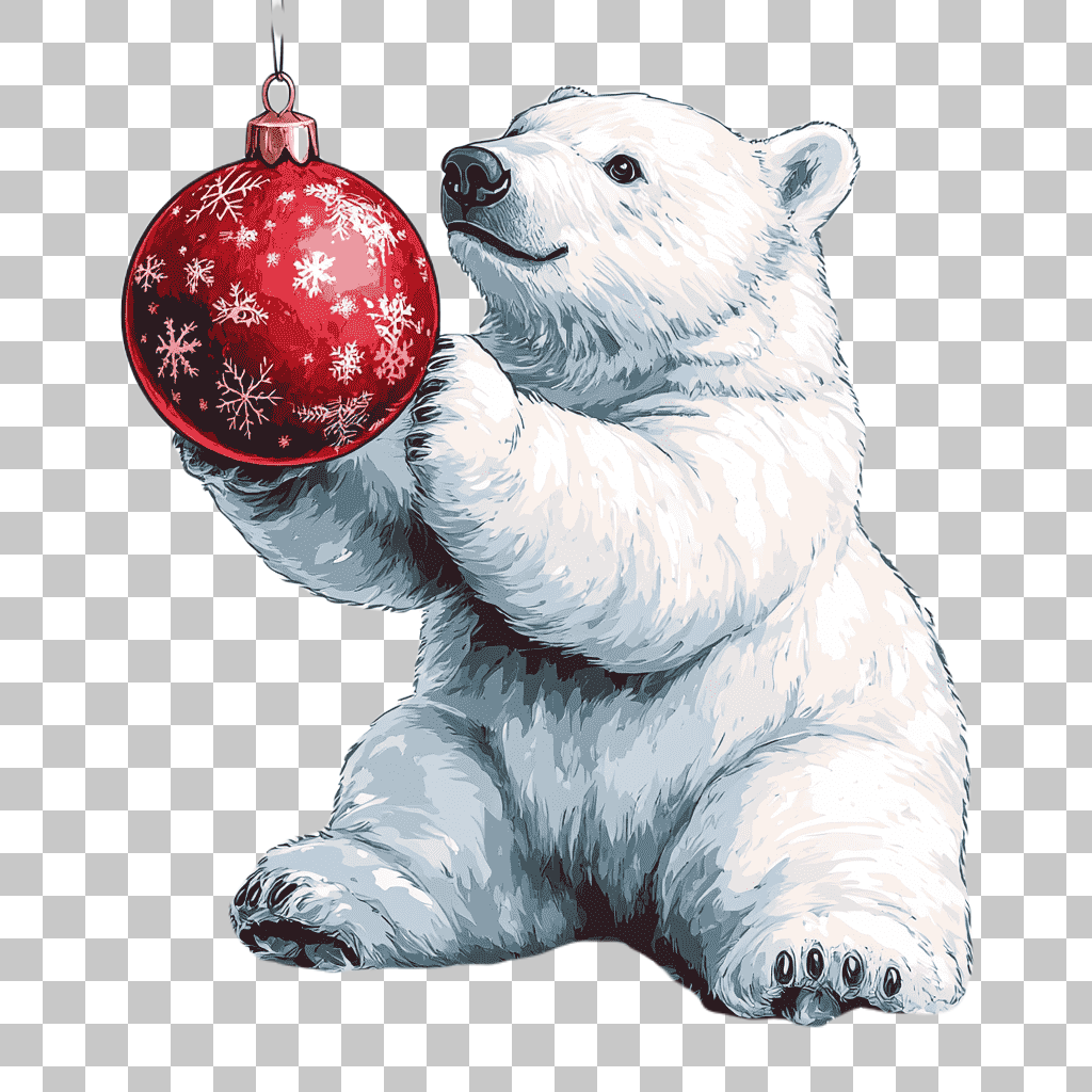 Polar Bear Christmas Ornament PNG Clipart: Festive Winter Holiday Graphics