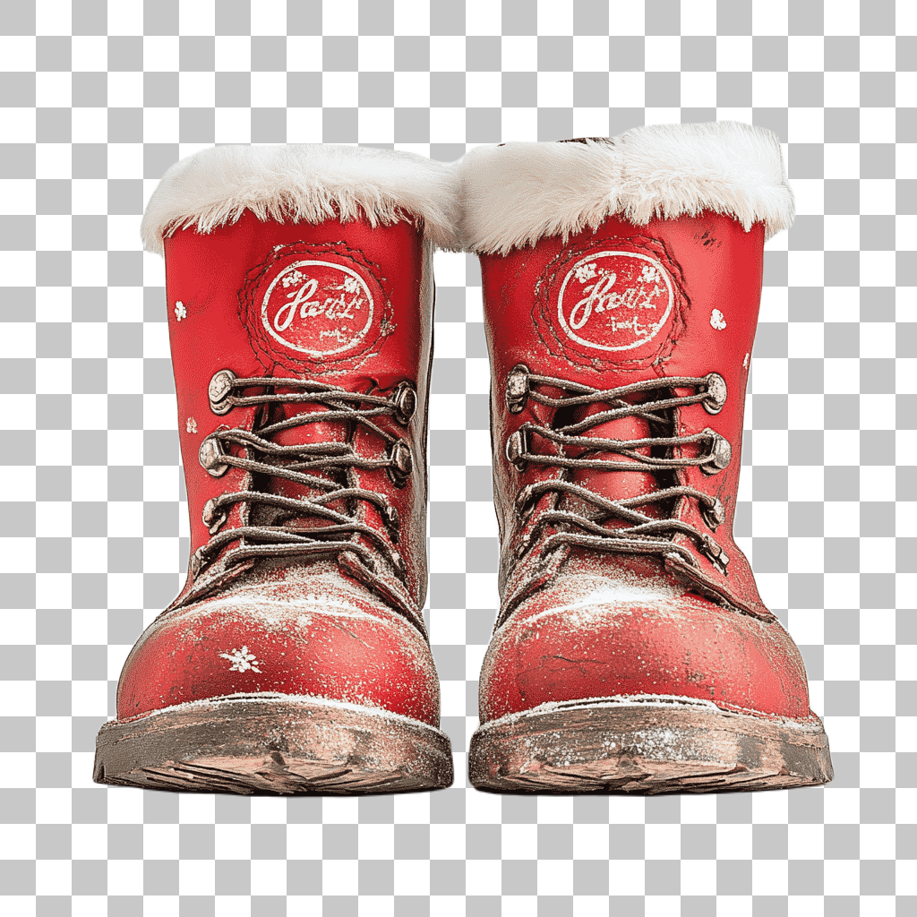 Red Santa Boots PNG: Christmas Clipart Images for Holiday Designs