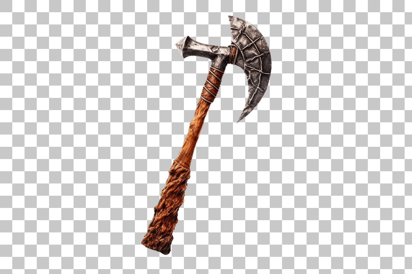 Fantasy Axe Clipart: PNG Image of Medieval Weapon for Game Design