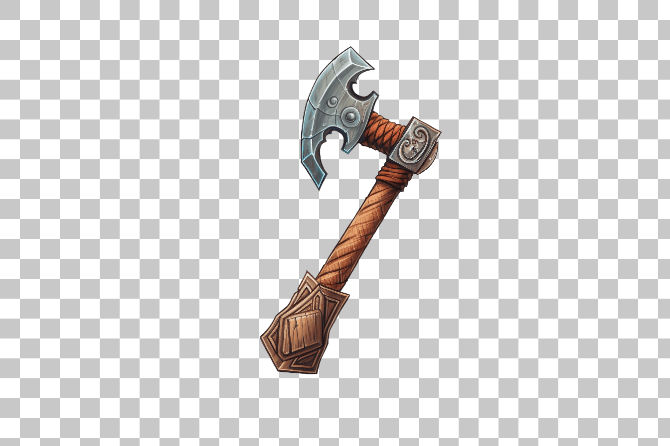 Viking Axe Clipart: Fantasy Game Weapon PNG Image